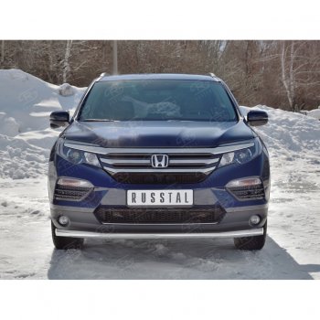 19 499 р. Защита переднего бампера (Ø63 мм, нержавейка) SLITKOFF Honda Pilot YF6 дорестайлинг (2016-2019)  с доставкой в г. Майкоп. Увеличить фотографию 3