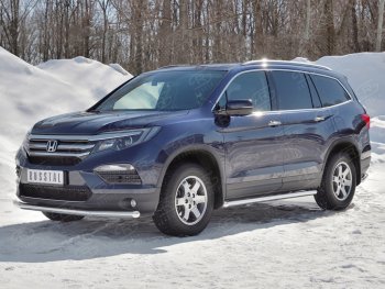 Защита переднего бампера (Ø63 мм, нержавейка) SLITKOFF Honda Pilot  YF6 (2016-2019) дорестайлинг
