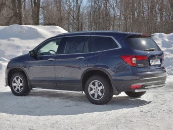 19 799 р. Защита заднего бампера (2 трубы Ø63 и 42 мм, нержавейка) SLITKOFF  Honda Pilot  YF6 (2016-2019) дорестайлинг  с доставкой в г. Майкоп. Увеличить фотографию 2