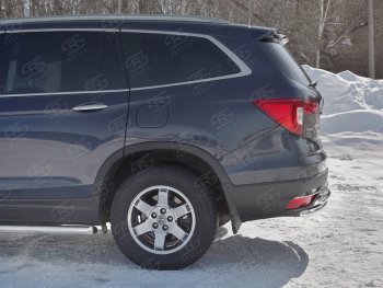 19 799 р. Защита заднего бампера (2 трубы Ø63 и 42 мм, нержавейка) SLITKOFF  Honda Pilot  YF6 (2016-2019) дорестайлинг  с доставкой в г. Майкоп. Увеличить фотографию 3