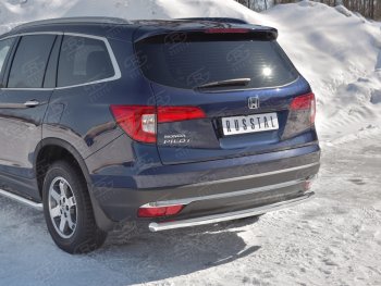Защита заднего бампера (Ø63 мм, нержавейка) SLITKOFF Honda Pilot  YF6 (2016-2019) дорестайлинг