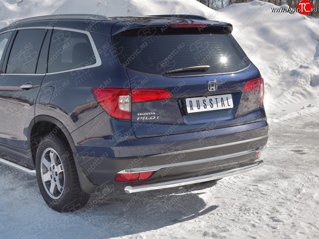 18 999 р. Защита заднего бампера (Ø63 мм, нержавейка) SLITKOFF  Honda Pilot  YF6 (2016-2019) дорестайлинг  с доставкой в г. Майкоп