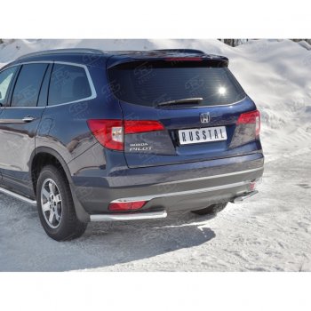 18 499 р. Защита заднего бампера (Ø63 мм уголки, нержавейка) SLITKOFF  Honda Pilot  YF6 (2016-2019) дорестайлинг  с доставкой в г. Майкоп. Увеличить фотографию 2
