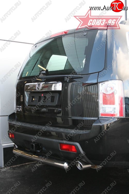 11 024 р. Защита заднего бампера Souz-96 (d76) Honda Pilot YF4 рестайлинг (2011-2015)  с доставкой в г. Майкоп