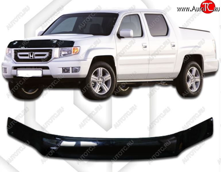 2 079 р. Дефлектор капота CA-Plastic  Honda Ridgeline  YK1 (2005-2008) дорестайлинг (Classic черный, Без надписи)  с доставкой в г. Майкоп