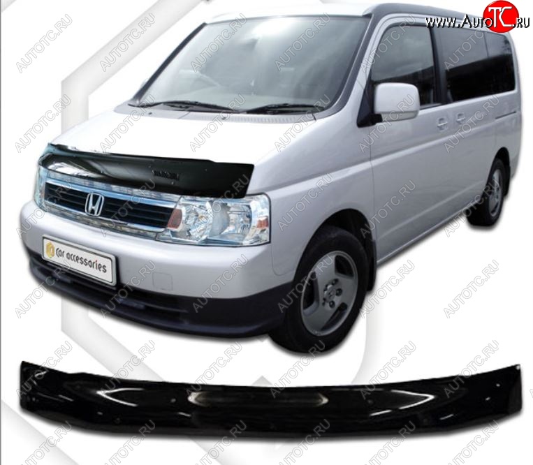 2 079 р. Дефлектор капота (RF3-RF8) CA-Plastic  Honda StepWagon  RF3,RF4 (2001-2003) минивэн дорестайлинг (Classic черный, Без надписи)  с доставкой в г. Майкоп