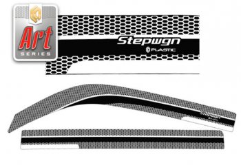 Дефлектора окон  StepWagon (2003-2005) RF3-RF8 CA-Plastiс Honda StepWagon  RF3,RF4 (2003-2005) минивэн рестайлинг (Серия Art графит, Без хром.молдинга)