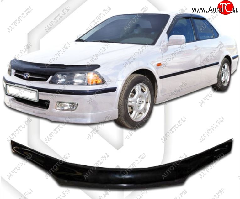 1 999 р. Дефлектор капота (CF3-CF5, CL1, CL3) CA-Plastic  Honda Tourneo  1 CF (1997-2000) дорестайлинг (Classic черный, Без надписи)  с доставкой в г. Майкоп