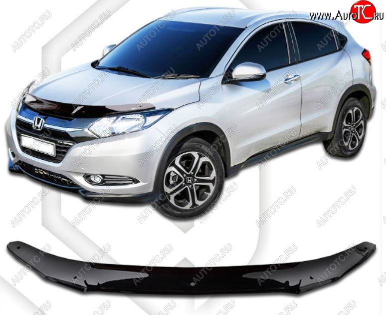 1 999 р. Дефлектор капота CA-Plastiс Honda Vezel RU3, RU4, RU1, RU2 дорестайлинг (2013-2018) (Classic черный, Без надписи)  с доставкой в г. Майкоп