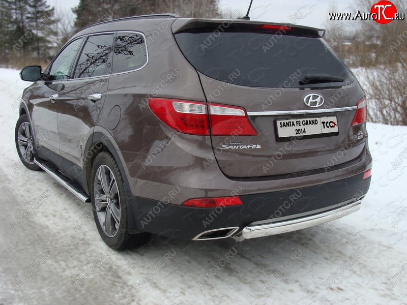 15 899 р. Защита заднего бампера (овальная) ТСС (нержавейка d 75х42 мм)  Hyundai Grand Santa Fe  1 DM (2013-2016) дорестайлинг  с доставкой в г. Майкоп