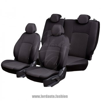 4 249 р. Чехлы для сидений Lord Autofashion Дублин (жаккард) Hyundai Accent 2 LC седан дорестайлинг (ТагАЗ) (1999-2012) (Черный, вставка Сеул серый)  с доставкой в г. Майкоп. Увеличить фотографию 2