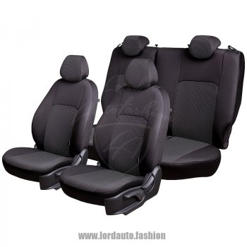 4 249 р. Чехлы для сидений Lord Autofashion Дублин (жаккард) Hyundai Accent 2 LC седан дорестайлинг (ТагАЗ) (1999-2012) (Черный, вставка Ёж Белый)  с доставкой в г. Майкоп. Увеличить фотографию 2