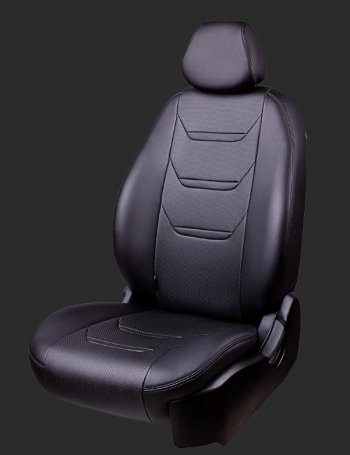 Чехлы для сидений Lord Autofashion Турин 2 (экокожа, спинка 40/60, 2 П-образных подголовника) Hyundai Accent  2 LC (1999-2012) седан дорестайлинг (ТагАЗ) (Черный, вставка черная и черная, строчка черная)
