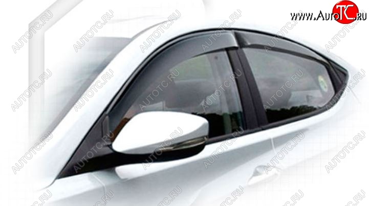 2 079 р. Дефлектора окон CA-Plastiс Hyundai Avante (2010-2013) (Classic полупрозрачный, Без хром.молдинга, Крепление только на скотч)  с доставкой в г. Майкоп
