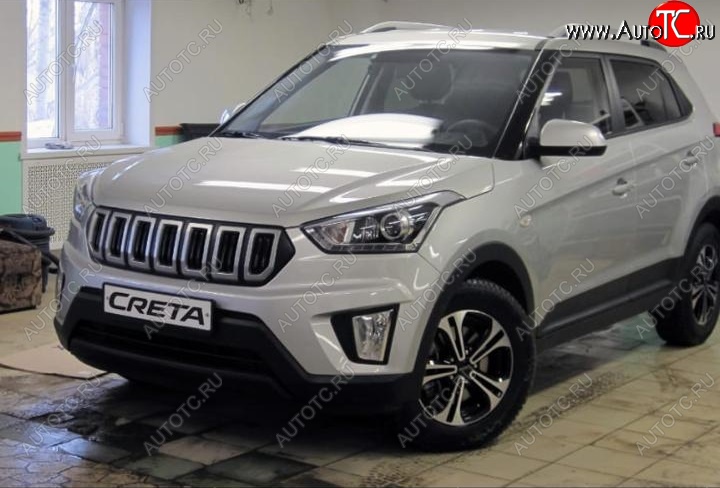 8 099 р. Решётка радиатора Next Hyundai Creta GS дорестайлинг (2015-2019) (цвет: Чёрный матовый с серебристым выделением ноздрей)  с доставкой в г. Майкоп