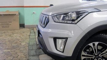 8 099 р. Решётка радиатора Next Hyundai Creta GS дорестайлинг (2015-2019) (цвет: Чёрный матовый с серебристым выделением ноздрей)  с доставкой в г. Майкоп. Увеличить фотографию 2