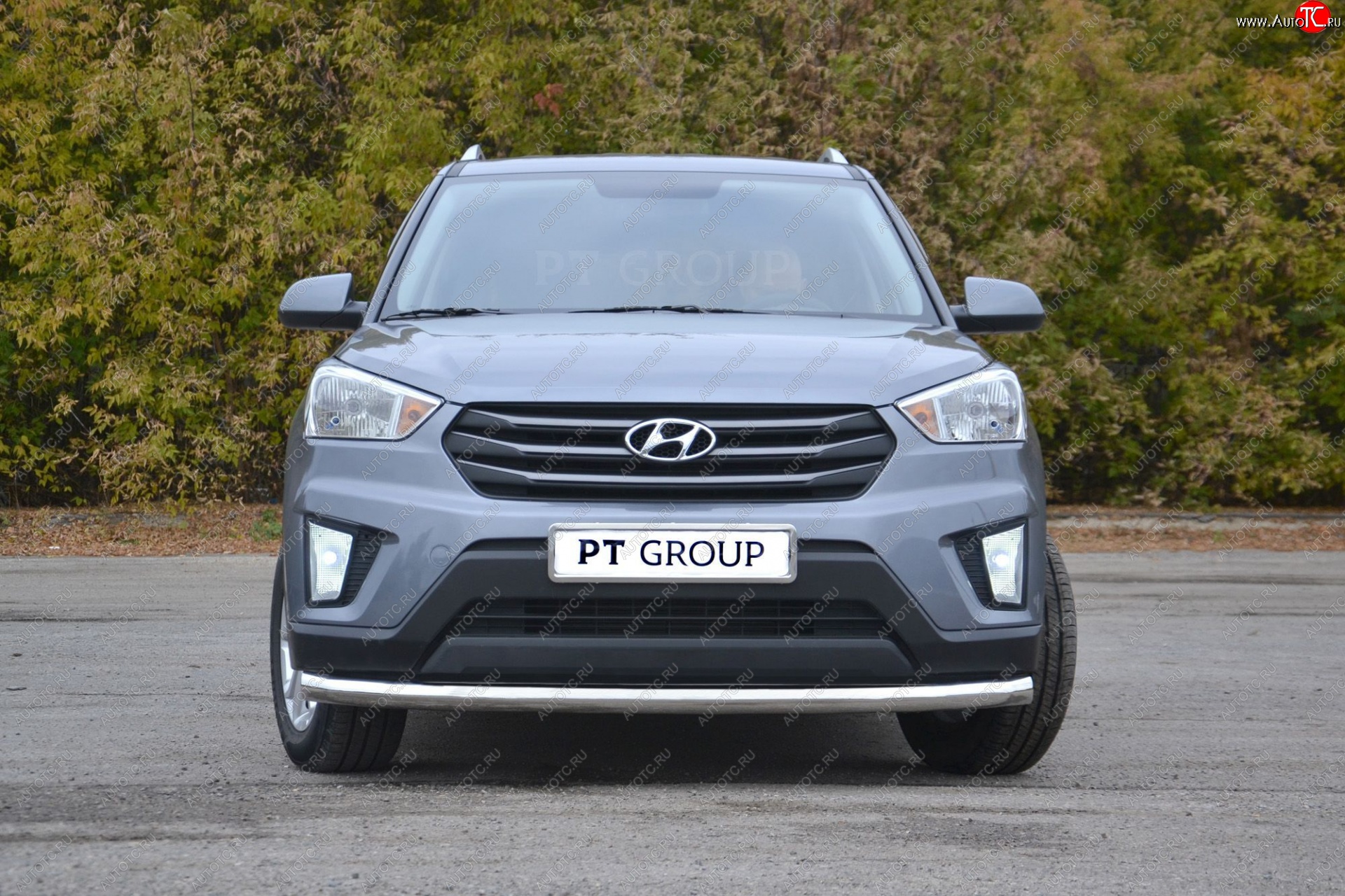 21 099 р. Защита переднего бампера одинарная из трубы d63 мм Petroil Tuning Hyundai Creta GS дорестайлинг (2015-2019) (Нержавеющая полированная сталь)  с доставкой в г. Майкоп