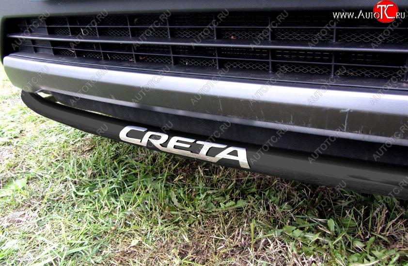 6 849 р. Защита переднего бампера Slitkoff (d42, черная,с надписью) Hyundai Creta GS дорестайлинг (2015-2019) (Цвет: серебристый)  с доставкой в г. Майкоп