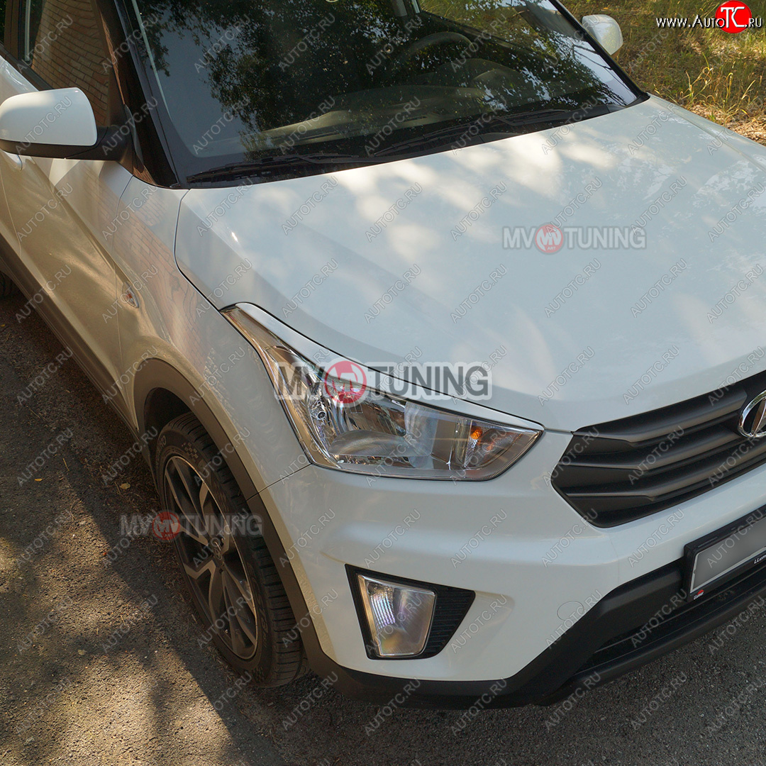 1 499 р. Реснички на фары MV-Tuning Hyundai Creta GS дорестайлинг (2015-2019) (Неокрашенные)  с доставкой в г. Майкоп