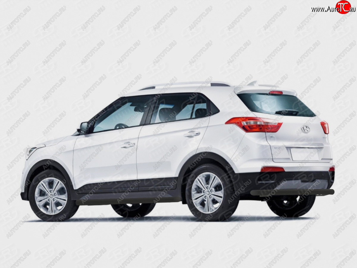 9 999 р. Защита заднего бампера (Ø63 мм, с полимерным покрытием) SLITKOFF Hyundai Creta GS дорестайлинг (2015-2019) (цвет: черный)  с доставкой в г. Майкоп