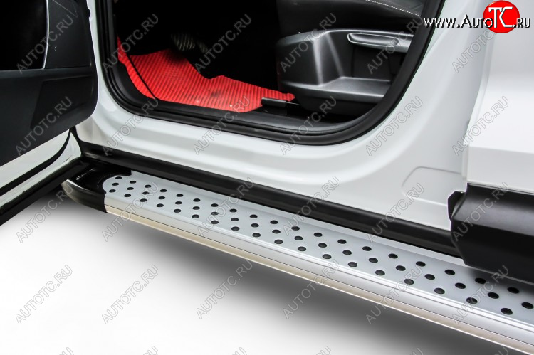 17 399 р. Пороги алюминиевые Slitkoff  Hyundai Creta  GS (2015-2021) дорестайлинг, рестайлинг (Standart Silver)  с доставкой в г. Майкоп