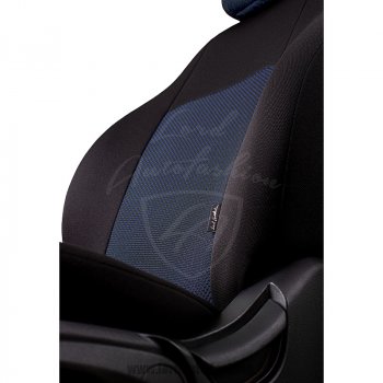 5 999 р. Чехлы для сидений Lord Autofashion Дублин (жаккард, спинка 60/40, 2 Г-образных подголовника) Hyundai Creta GS дорестайлинг (2015-2019) (Черный, вставка Ёж Синий)  с доставкой в г. Майкоп. Увеличить фотографию 3