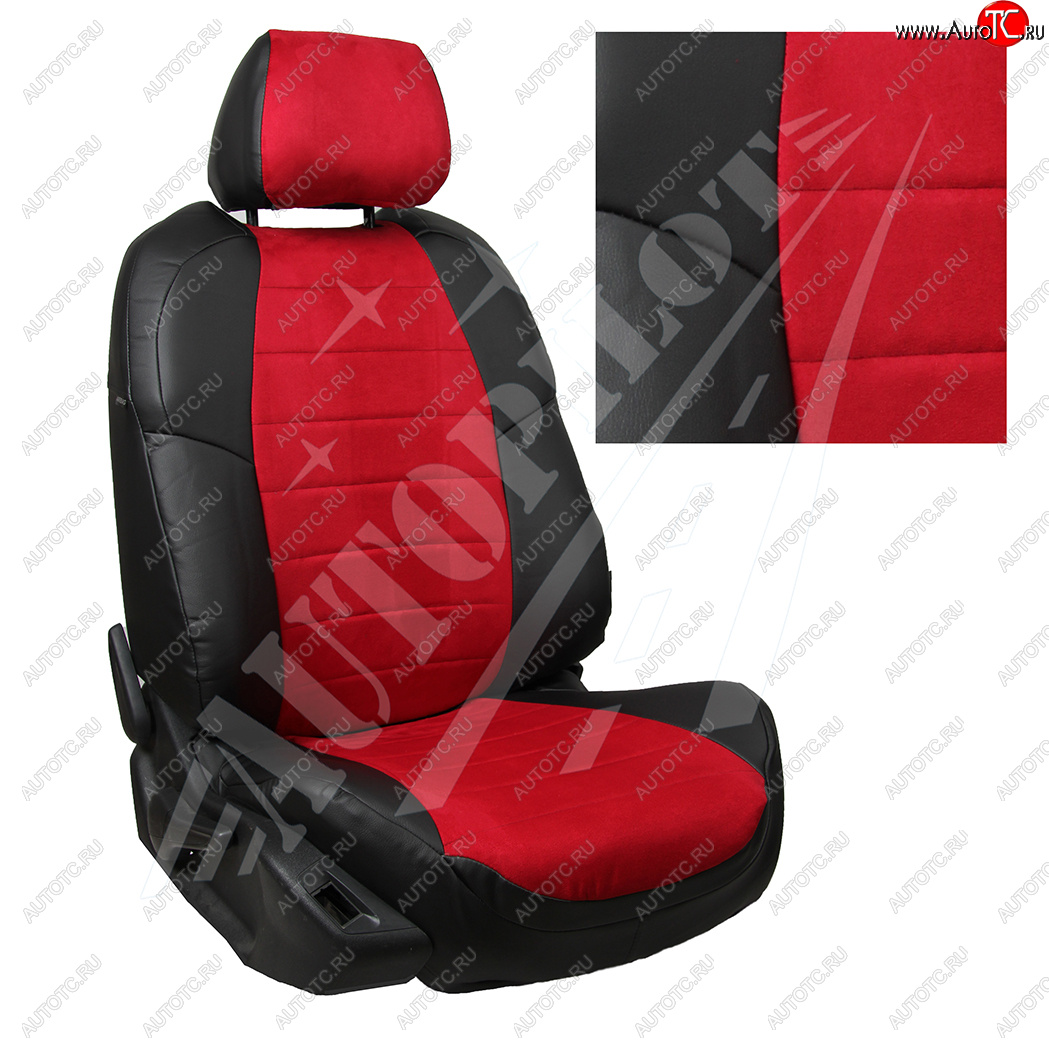 8 399 р. Чехлы сидений AUTOPILOT Алькантара (60/40) Hyundai Creta GS дорестайлинг (2015-2019) (Черный + Красный)  с доставкой в г. Майкоп