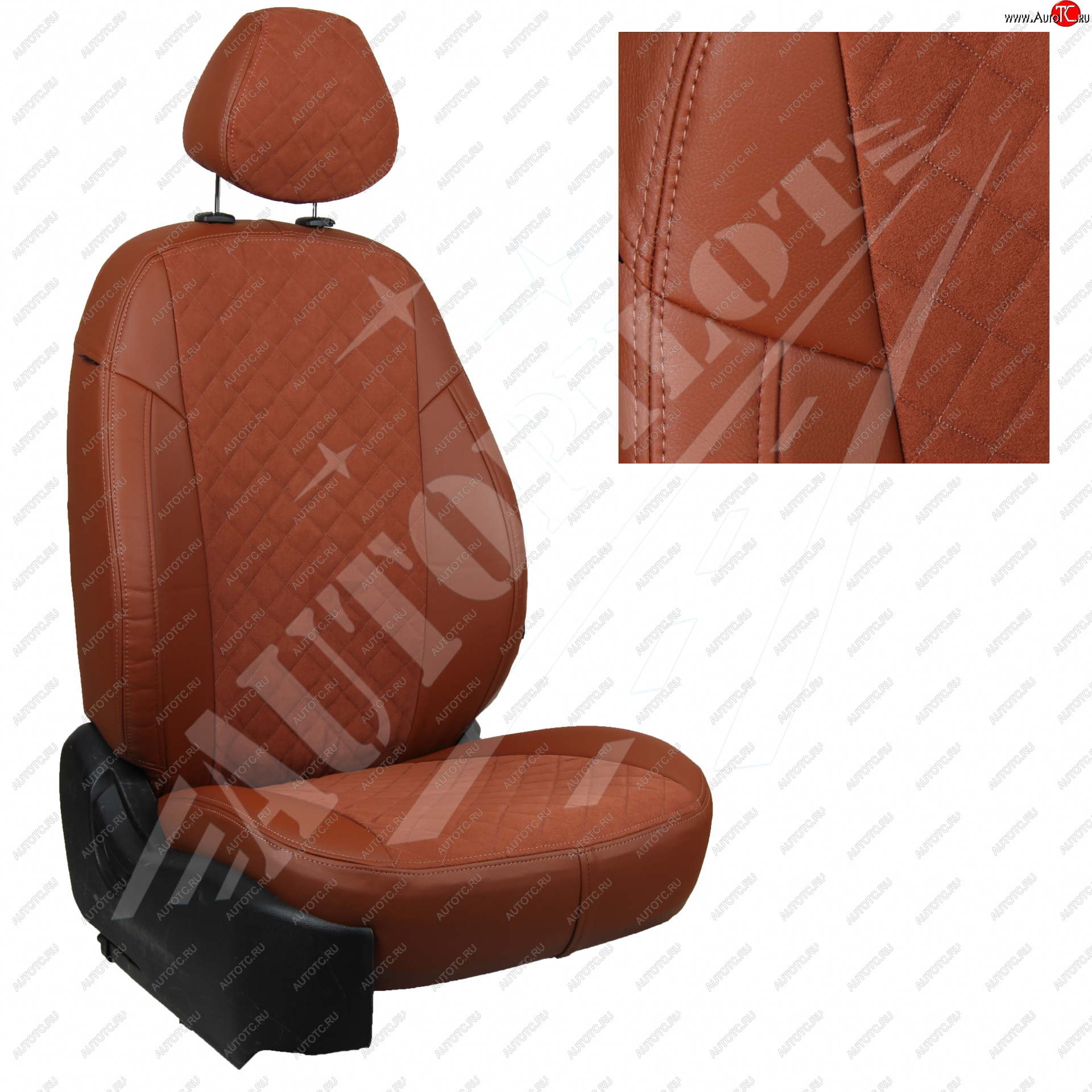 8 749 р. Чехлы сидений AUTOPILOT Алькантара Ромб (60/40)  Hyundai Creta  GS (2015-2021) дорестайлинг, рестайлинг (Коричневый + Коричневый)  с доставкой в г. Майкоп