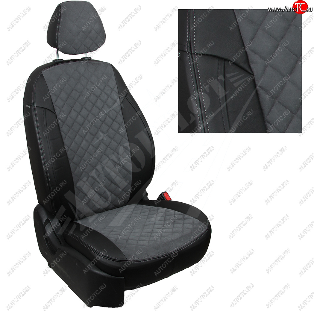 8 749 р. Чехлы сидений AUTOPILOT Алькантара Ромб (60/40)  Hyundai Creta  GS (2015-2021) дорестайлинг, рестайлинг (Черный + Серый)  с доставкой в г. Майкоп