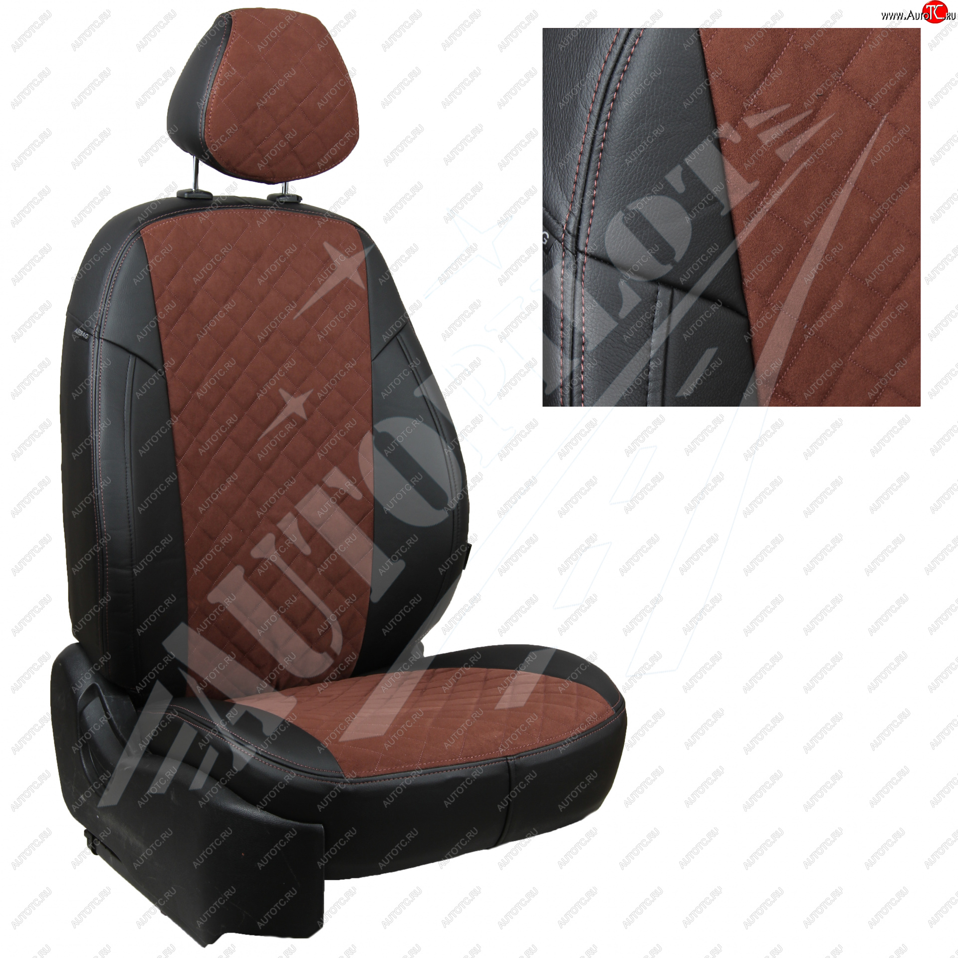 14 449 р. Чехлы сидений AUTOPILOT Алькантара Ромб (60/40)  Hyundai Creta  GS (2015-2021) дорестайлинг, рестайлинг (Черный + Шоколад)  с доставкой в г. Майкоп