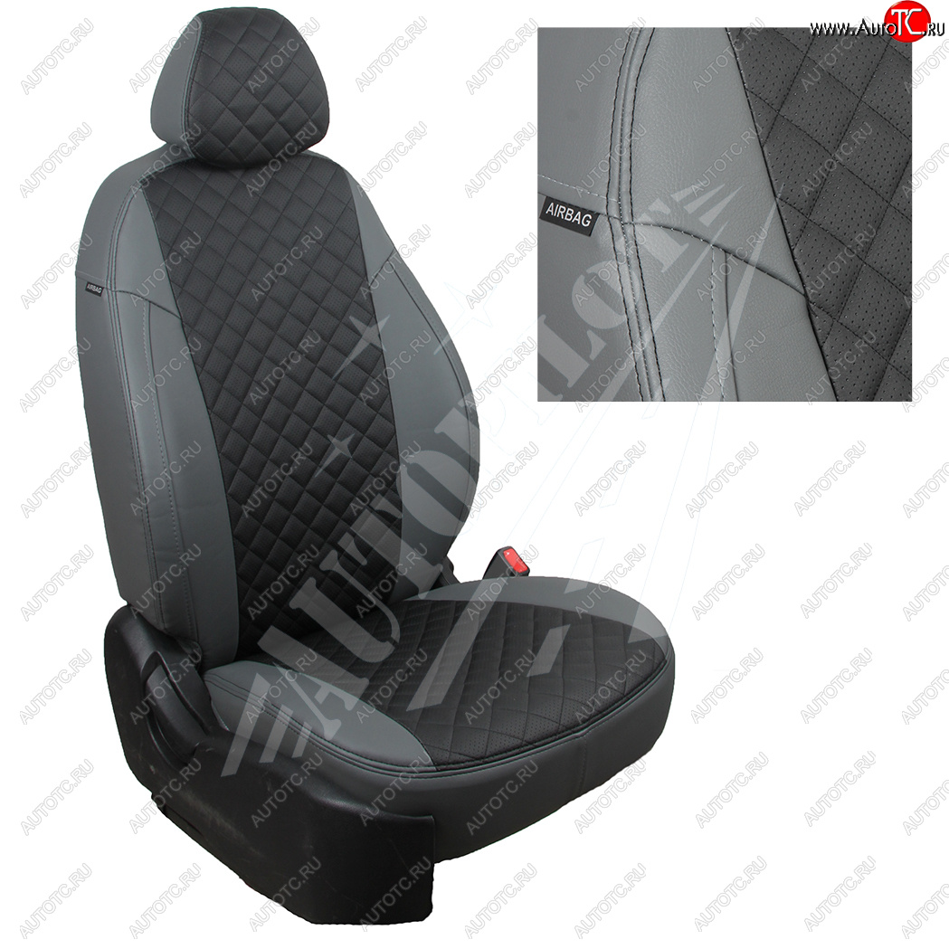 8 749 р. Чехлы сидений AUTOPILOT Экокожа Ромб (60/40) Hyundai Creta GS (2015-2021) дорестайлинг, рестайлинг (Серый + Черный) с доставкой в г. Майкоп Увеличить фотографию 1 8 749 р. Чехлы сидений AUTOPILOT Экокожа Ромб (60/40) Hyundai Creta GS (2015-2021) дорестайлинг, рестайлинг (Серый + Черный) с доставкой в г. Майкоп