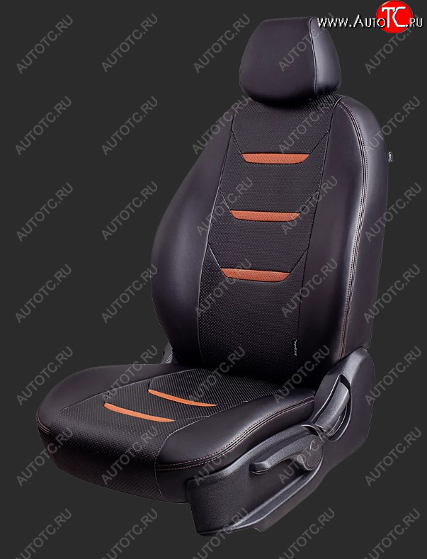 8 699 р. Чехлы для сидений Lord Autofashion Турин 2 (экокожа, спинка 60/40, 2 Г-образных подголовника)  Hyundai Creta  GS (2015-2021) дорестайлинг, рестайлинг (Черный, вставка черная/коричневая, строчка коричневая)  с доставкой в г. Майкоп