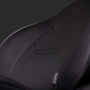 8 699 р. Чехлы для сидений Lord Autofashion Турин 2 (экокожа, спинка 60/40, 2 Г-образных подголовника)  Hyundai Creta  GS (2015-2021) дорестайлинг, рестайлинг (Черный, вставка черная/черная, строчка черная)  с доставкой в г. Майкоп. Увеличить фотографию 2