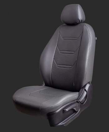 7 399 р. Чехлы для сидений Lord Autofashion Турин 2 (экокожа, спинка 60/40, 2 Г-образных подголовника)  Hyundai Creta  GS (2015-2021) дорестайлинг, рестайлинг (Серый, вставка серая/серая, строчка серая)  с доставкой в г. Майкоп. Увеличить фотографию 2