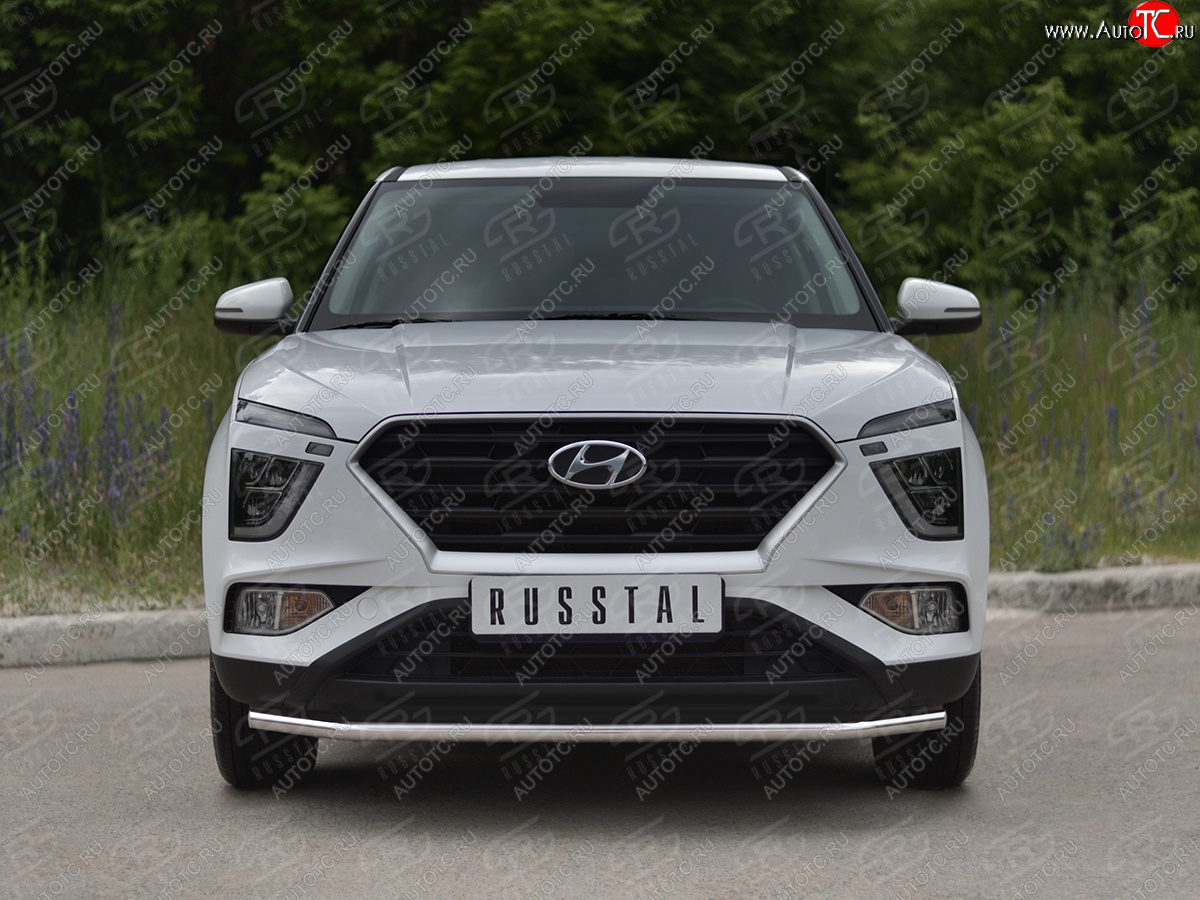 13 399 р. Защита переднего бампера (Ø42 мм, нержавейка) SLITKOFF Hyundai Creta SU (2020-2022)  с доставкой в г. Майкоп