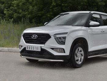 13 399 р. Защита переднего бампера (Ø42 мм, нержавейка) SLITKOFF Hyundai Creta SU (2020-2022)  с доставкой в г. Майкоп. Увеличить фотографию 2