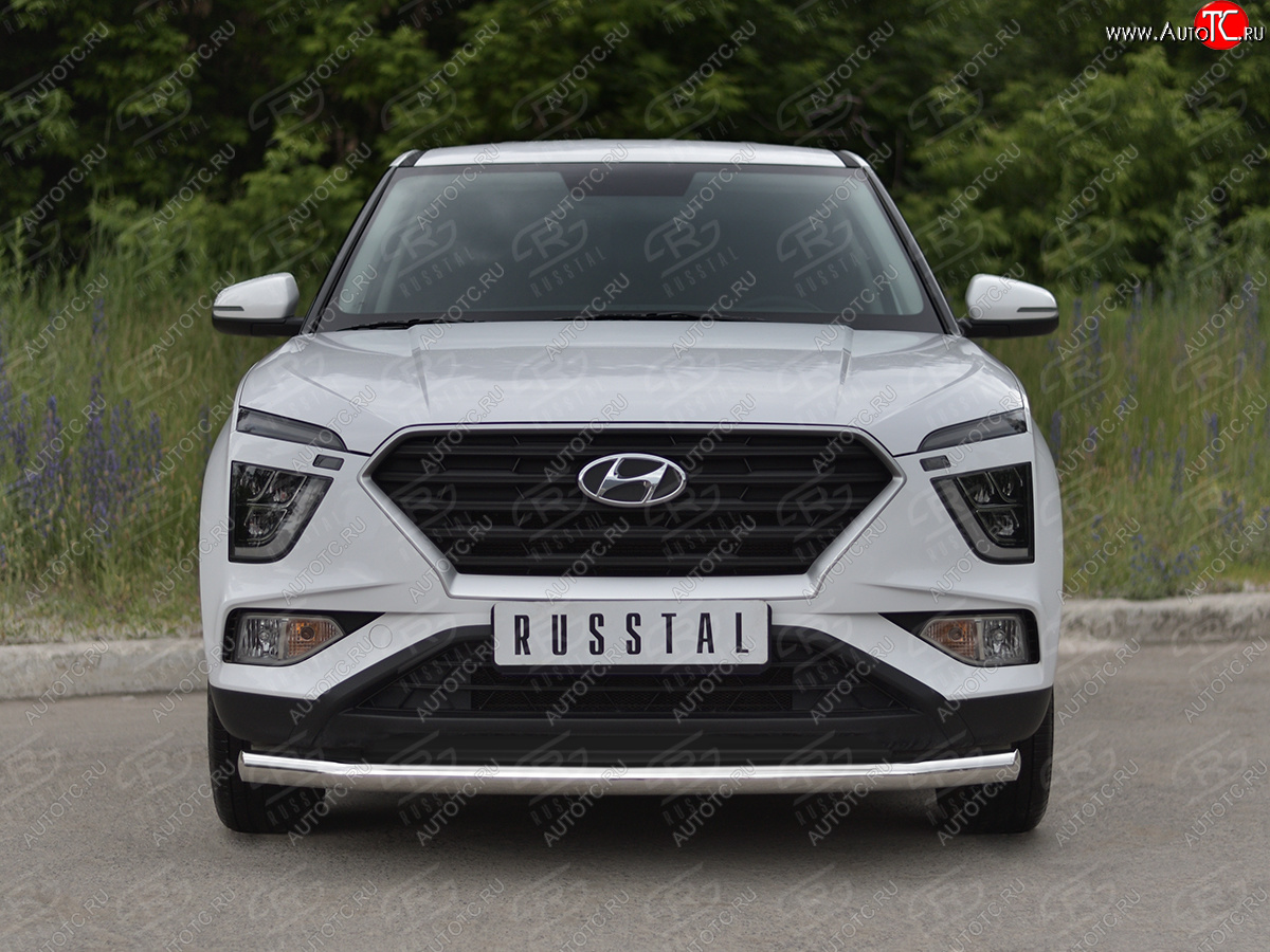 14 549 р. Защита переднего бампера (Ø63 мм, нержавейка) SLITKOFF Hyundai Creta SU (2020-2022)  с доставкой в г. Майкоп