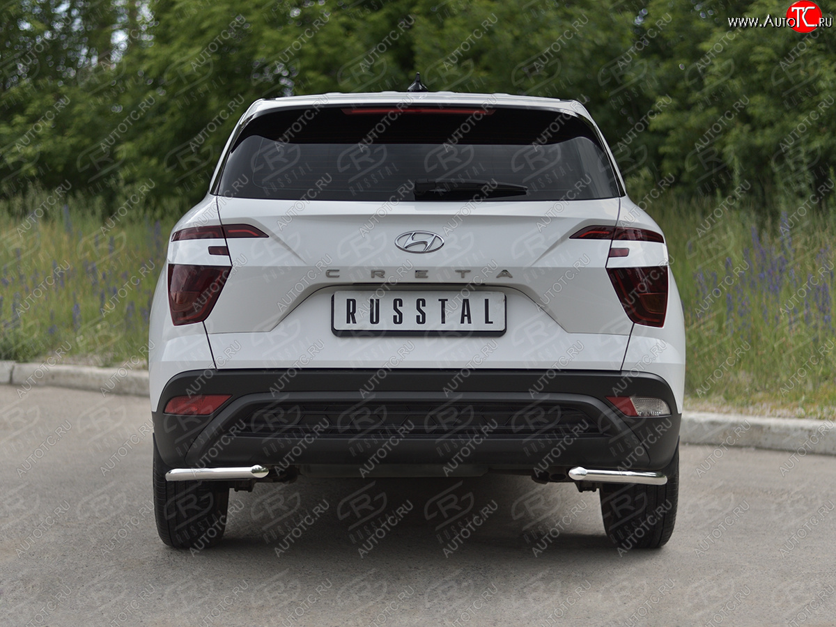 11 749 р. Защита заднего бампера (Ø42 мм, уголки, нержавейка) SLITKOFF  Hyundai Creta  SU (2020-2022)  с доставкой в г. Майкоп
