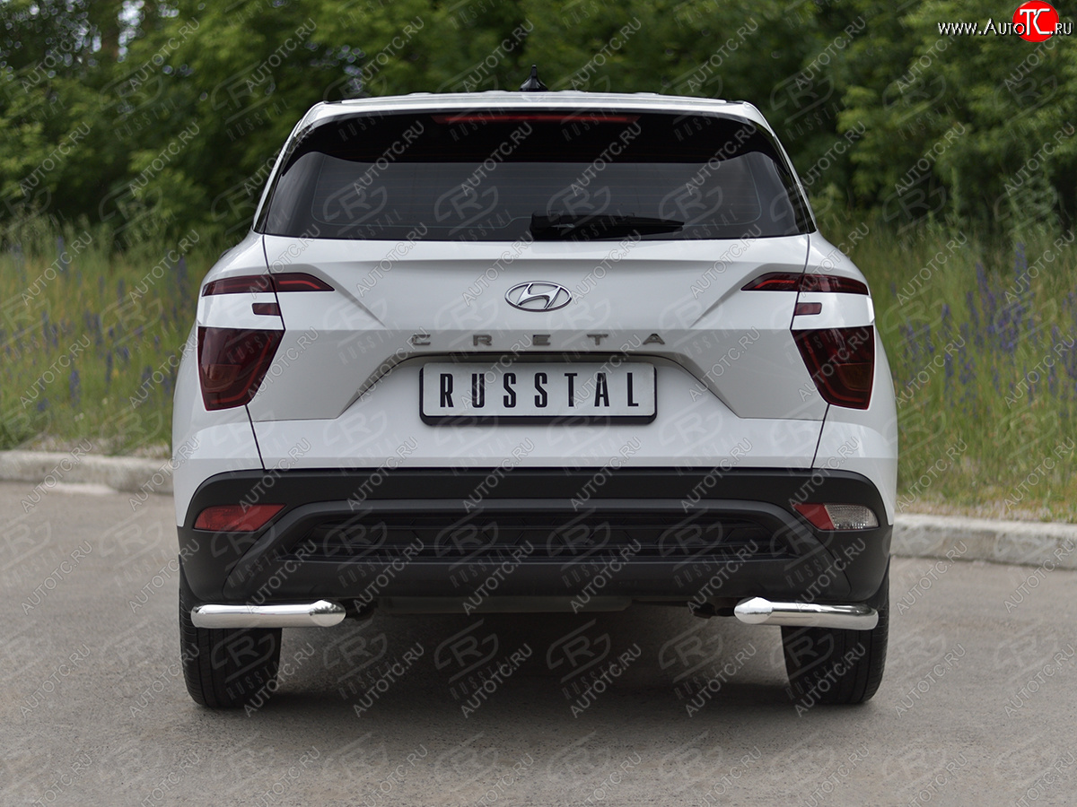 13 399 р. Защита заднего бампера (Ø63 мм уголки, нержавейка) SLITKOFF  Hyundai Creta  SU (2020-2022)  с доставкой в г. Майкоп