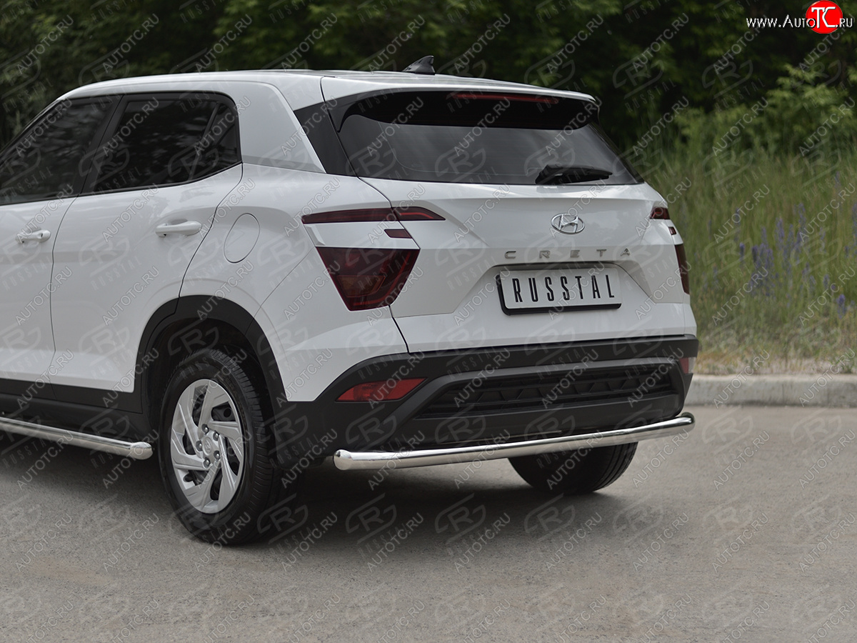 14 549 р. Защита заднего бампера (Ø63 мм, нержавейка) SLITKOFF  Hyundai Creta  SU (2020-2022)  с доставкой в г. Майкоп