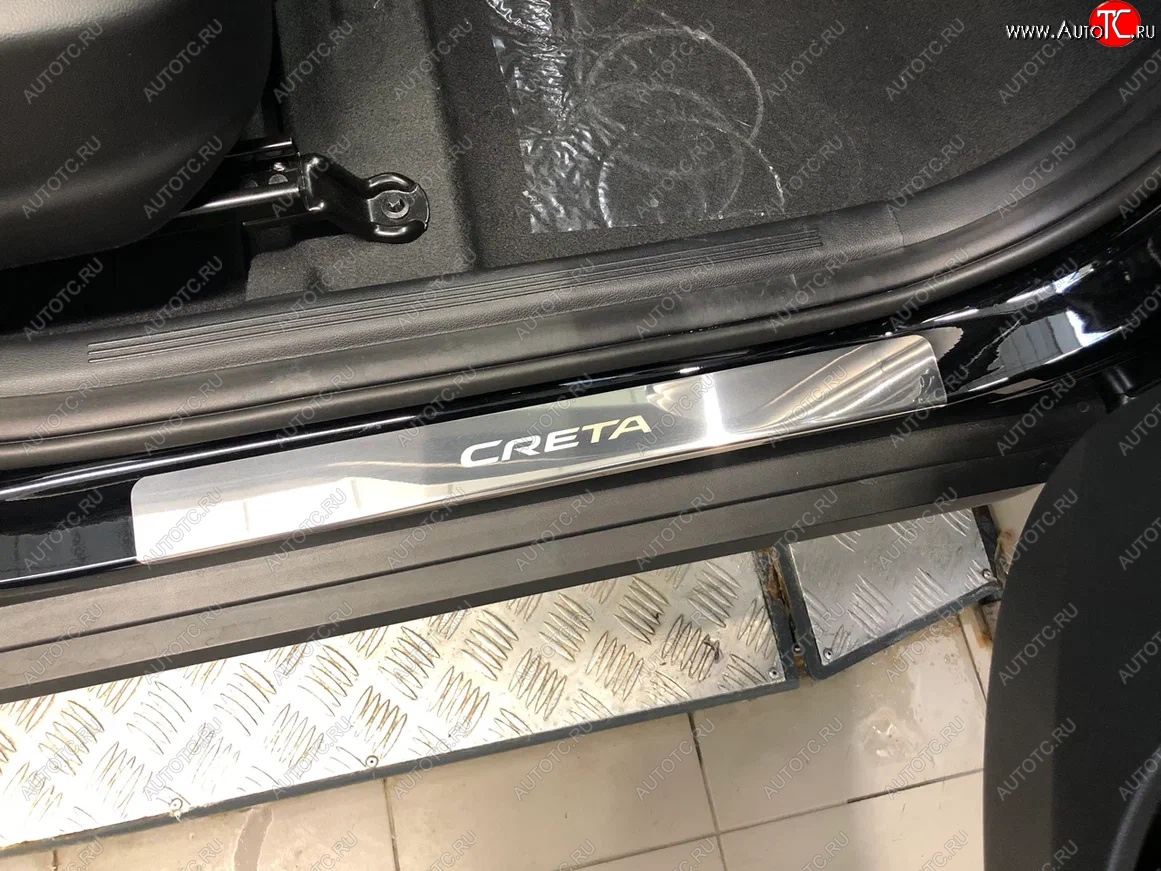 2 179 р. Накладки порожков салона INOX Hyundai Creta SU (2020-2022) (Нержавеющая сталь)  с доставкой в г. Майкоп