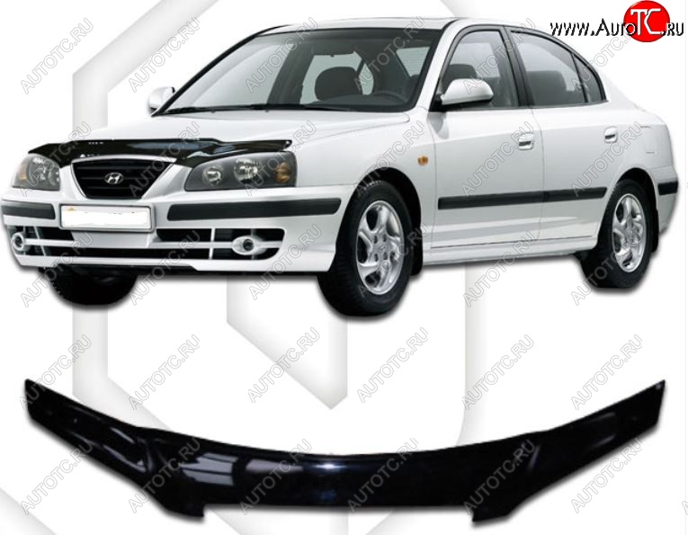 2 079 р. Дефлектор капота CA-Plastic Hyundai Elantra XD седан дорестайлинг (2000-2003) (Classic черный, Без надписи)  с доставкой в г. Майкоп