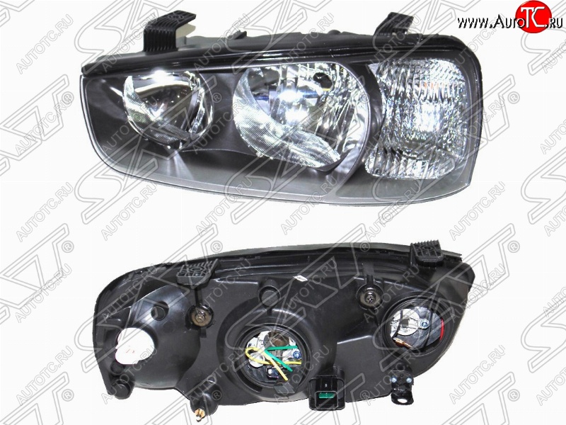 3 799 р. Фара левая передняя SAT Hyundai Elantra XD седан дорестайлинг (2000-2003) (черная)  с доставкой в г. Майкоп