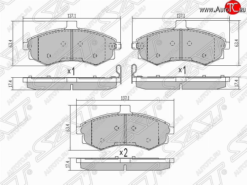 959 р. Колодки тормозные SAT (передние) Hyundai Elantra XD седан дорестайлинг (2000-2003)  с доставкой в г. Майкоп
