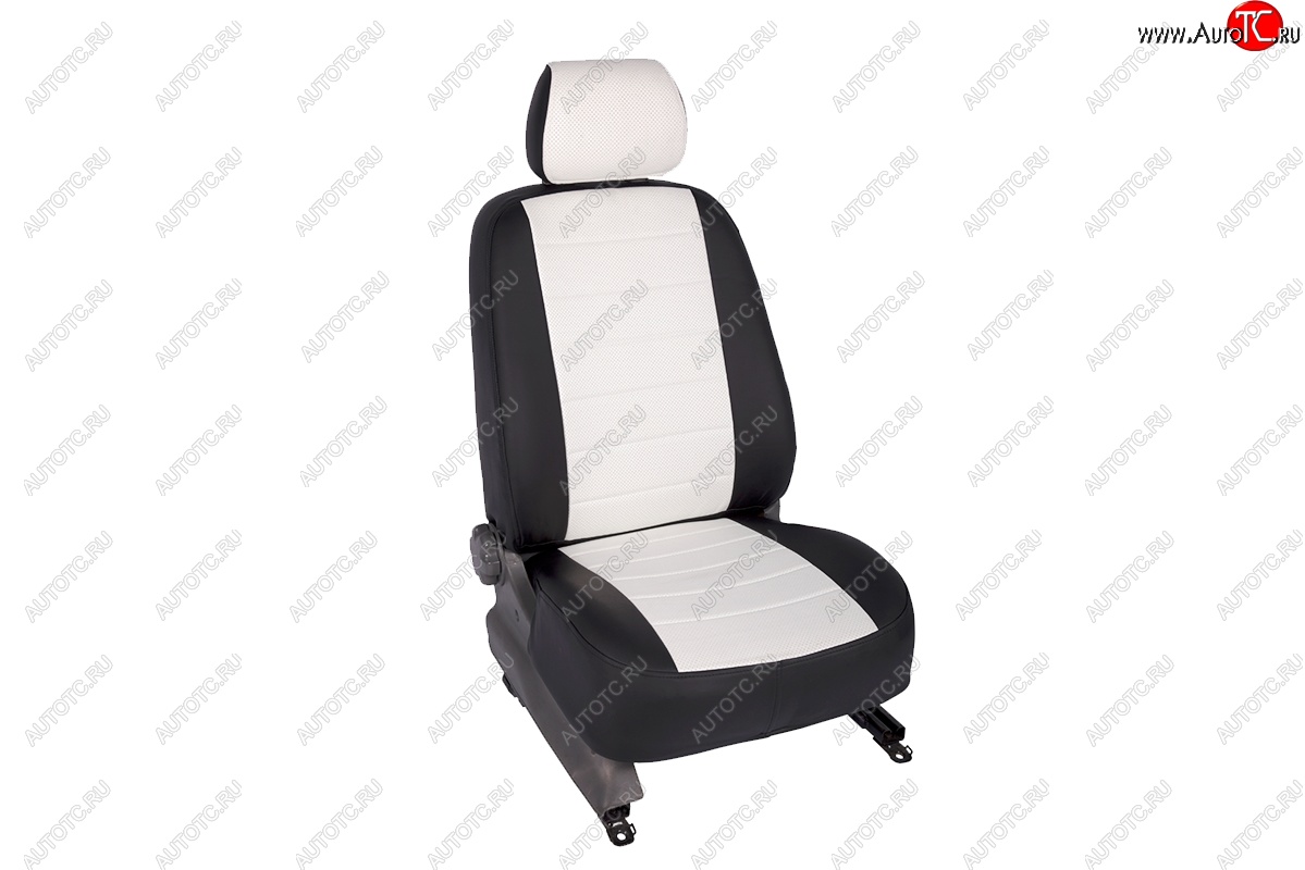 6 999 р. Чехлы для сидений SeiNtex (экокожа, 40/60)  Hyundai Elantra  HD (2006-2011) (черный/белый)  с доставкой в г. Майкоп