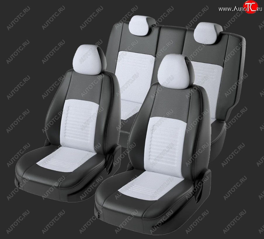 9 449 р. Чехлы для сидений Lord Autofashion Турин (экокожа, спинка 40/60+отд. бок, 2 Г-образных подголовника) Hyundai Elantra HD (2006-2011) (Черный, вставка белая)  с доставкой в г. Майкоп
