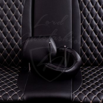 19 649 р. Чехлы для сидений Lord Autofashion Байрон (экокожа) Hyundai Elantra MD дорестайлинг (2010-2013) (Черный, вставка черная, строчка бежевая)  с доставкой в г. Майкоп. Увеличить фотографию 6