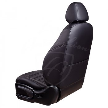 19 649 р. Чехлы для сидений Lord Autofashion Байрон (экокожа, раздельная спинка, с подлокотником, 2 П + 1 Г-образные подголовники) Hyundai Elantra MD дорестайлинг (2010-2013) (Черный, вставка черная, строчка черная)  с доставкой в г. Майкоп. Увеличить фотографию 4