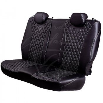 19 649 р. Чехлы для сидений Lord Autofashion Байрон (экокожа, раздельная спинка, с подлокотником, 2 П + 1 Г-образные подголовники) Hyundai Elantra MD дорестайлинг (2010-2013) (Черный, вставка черная, строчка черная)  с доставкой в г. Майкоп. Увеличить фотографию 5