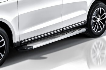 17 399 р. Пороги алюминиевые Slitkoff  Hyundai Santa Fe  DM (2012-2019) дорестайлинг, рестайлинг (Elite Silver)  с доставкой в г. Майкоп. Увеличить фотографию 5